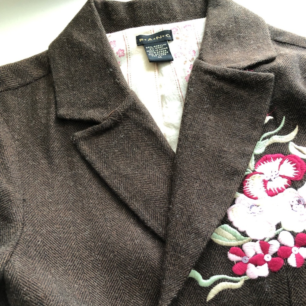 FANG Brown Acrylic Wool Blazer Size M Juniors - Picture 11 of 16